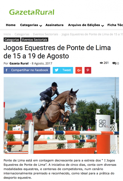 Jogos Equestres de Ponte de Lima de 15 a 19 de Agosto