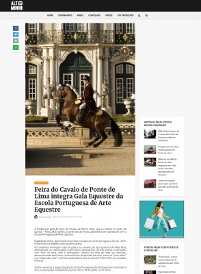 Feira do Cavalo de Ponte de Lima integra Gala Equestre da Escola Portuguesa de Arte Equestre