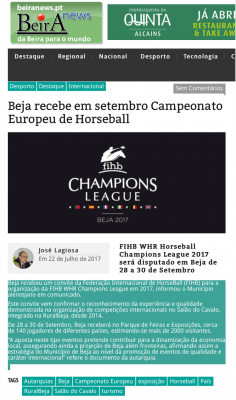 Beja recebe em setembro Campeonato Europeu de Horseball