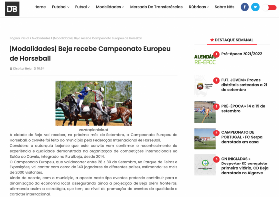 Beja recebe Campeonato Europeu de Horseball