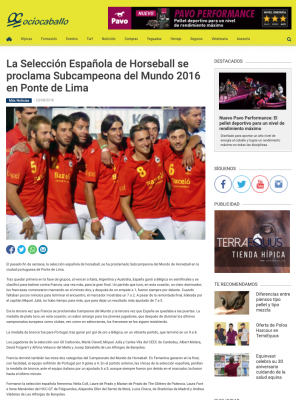 La Selección Española de Horseball se proclama Subcampeona del Mundo 2016 en Ponte de Lima